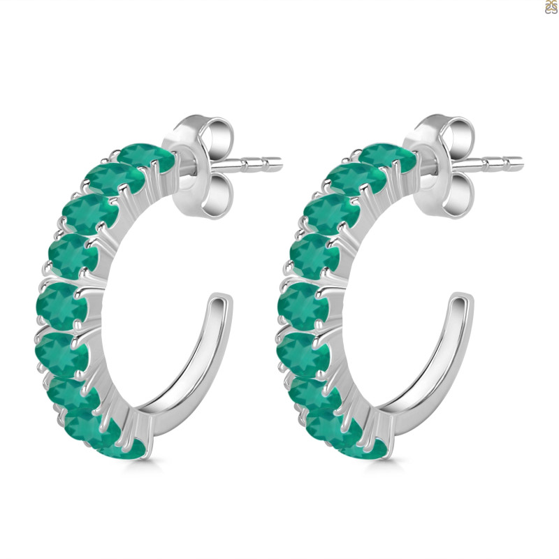 Green Onyx Hoop Earring