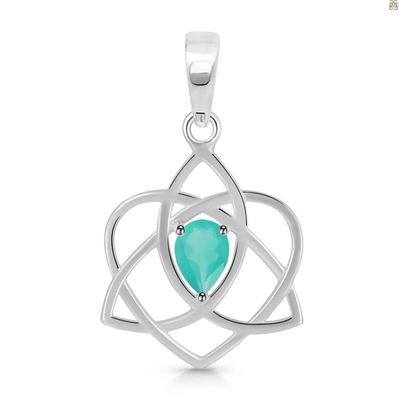Green Onyx Triquetra Heart Knot Pendant GRO-RDEP-880.