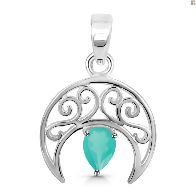 Green Onyx Crescent Moon Pendant GRO-RDEP-890.
