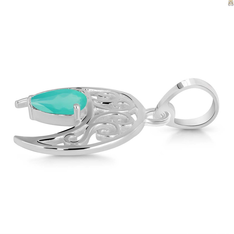 Green Onyx Crescent Moon Pendant GRO-RDEP-890.