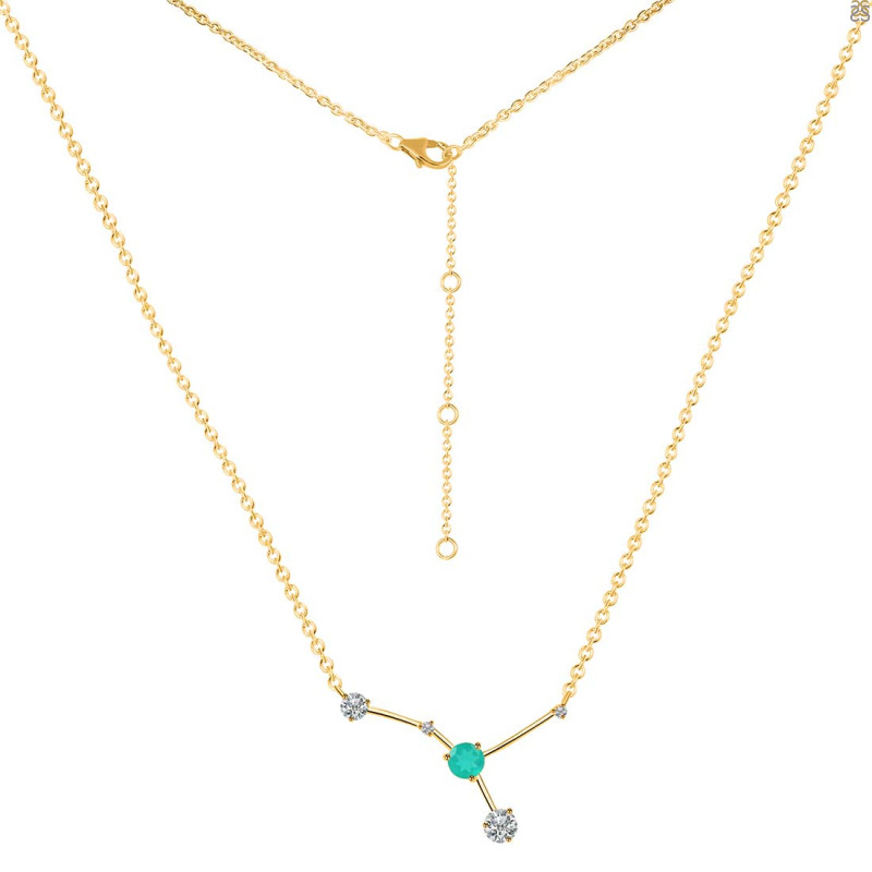 cancer Zodiac Star Constellation Green Onyx & White Topaz Necklace GRO-RDN-486.