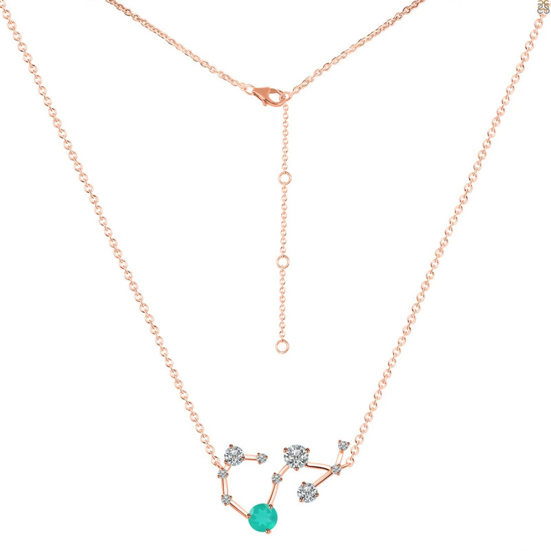 Scorpio Zodiac Star Constellation Green Onyx & White Topaz Necklace GRO-RDN-495.