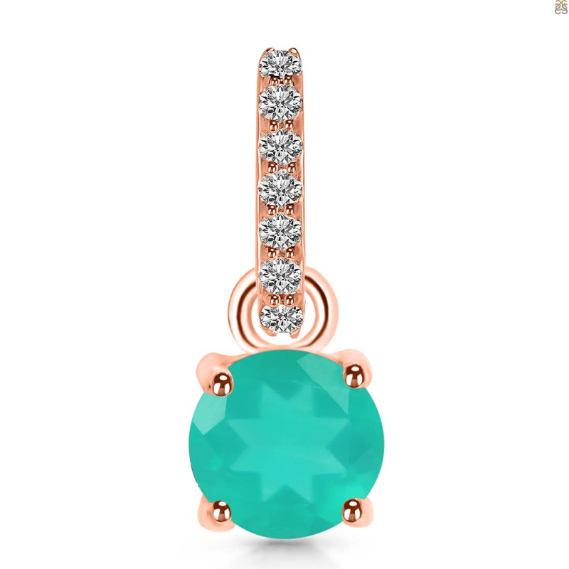 Green Onyx & White Topaz Pendant GRO-RDP-549-CZ-LOOP.