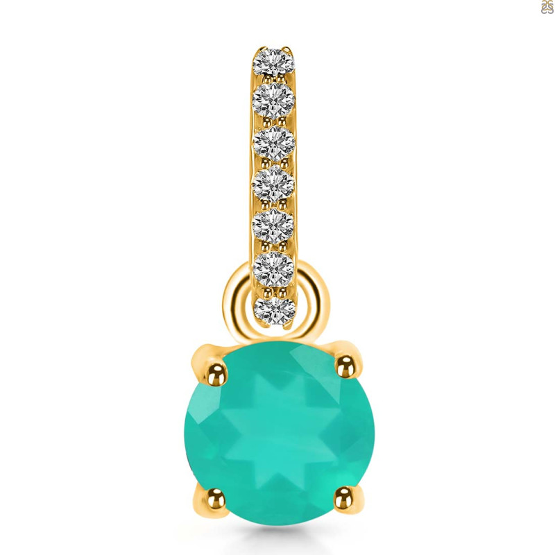 Green Onyx & White Topaz Pendant GRO-RDP-549-CZ-LOOP.