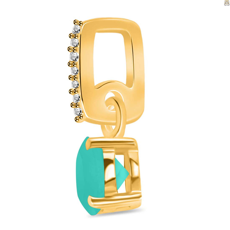 Green Onyx & White Topaz Pendant GRO-RDP-549-CZ-LOOP.