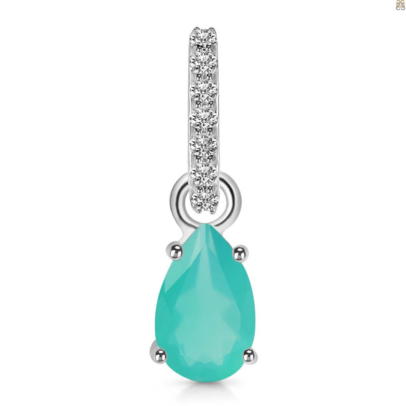 Green Onyx & White Topaz Pendant GRO-RDP-550-CZ-LOOP.