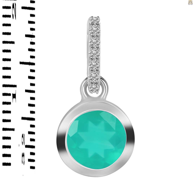 Green Onyx & White Topaz Pendant GRO-RDP-742-CZ-LOOP.