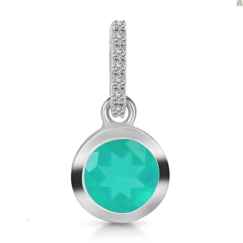 Green Onyx & White Topaz Pendant GRO-RDP-742-CZ-LOOP.