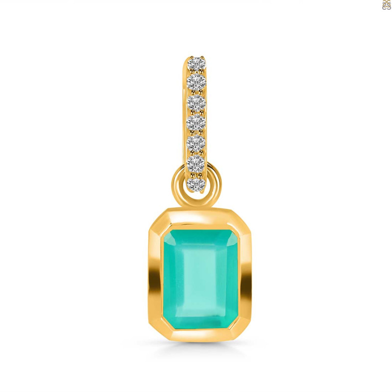 Green Onyx & White Topaz Pendant GRO-RDP-954-CZ-LOOP.