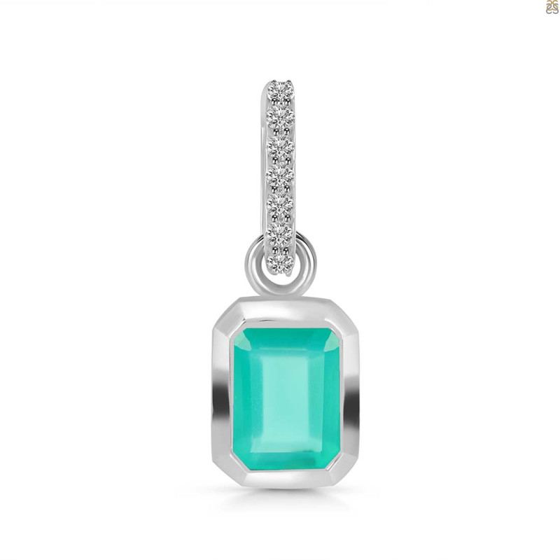 Green Onyx & White Topaz Pendant GRO-RDP-954-CZ-LOOP.