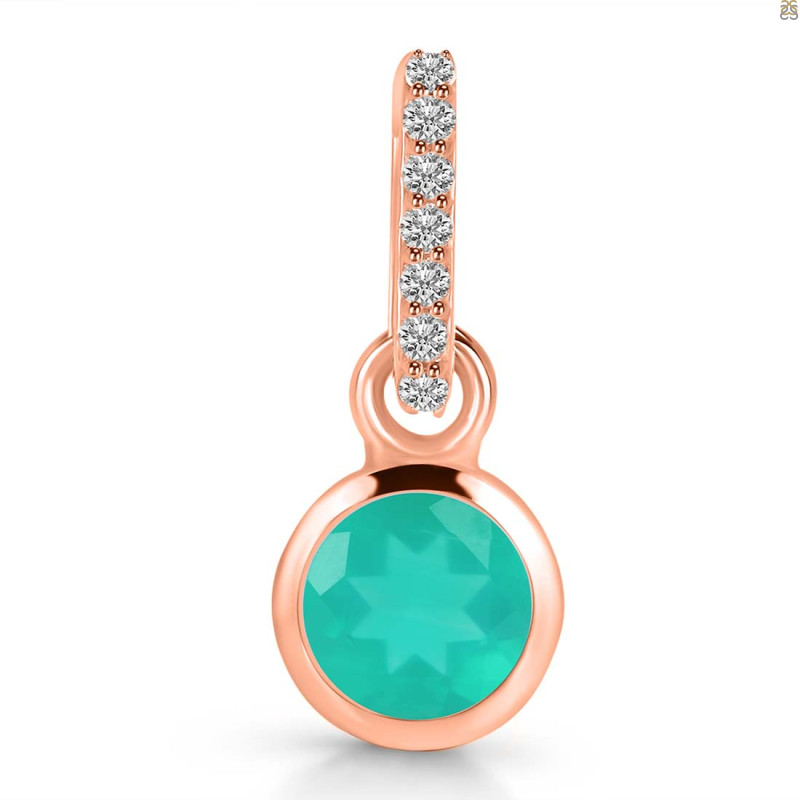Green Onyx & White Topaz Pendant GRO-RDP-958-CZ-LOOP.