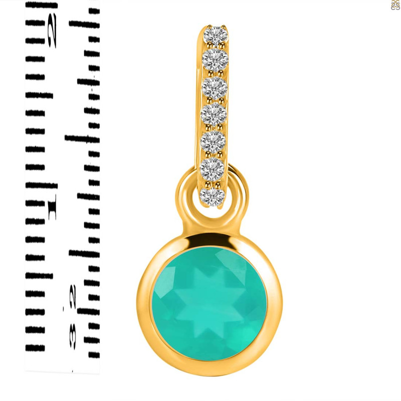 Green Onyx & White Topaz Pendant GRO-RDP-958-CZ-LOOP.
