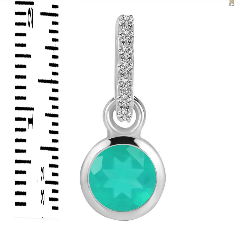 Green Onyx & White Topaz Pendant GRO-RDP-958-CZ-LOOP.