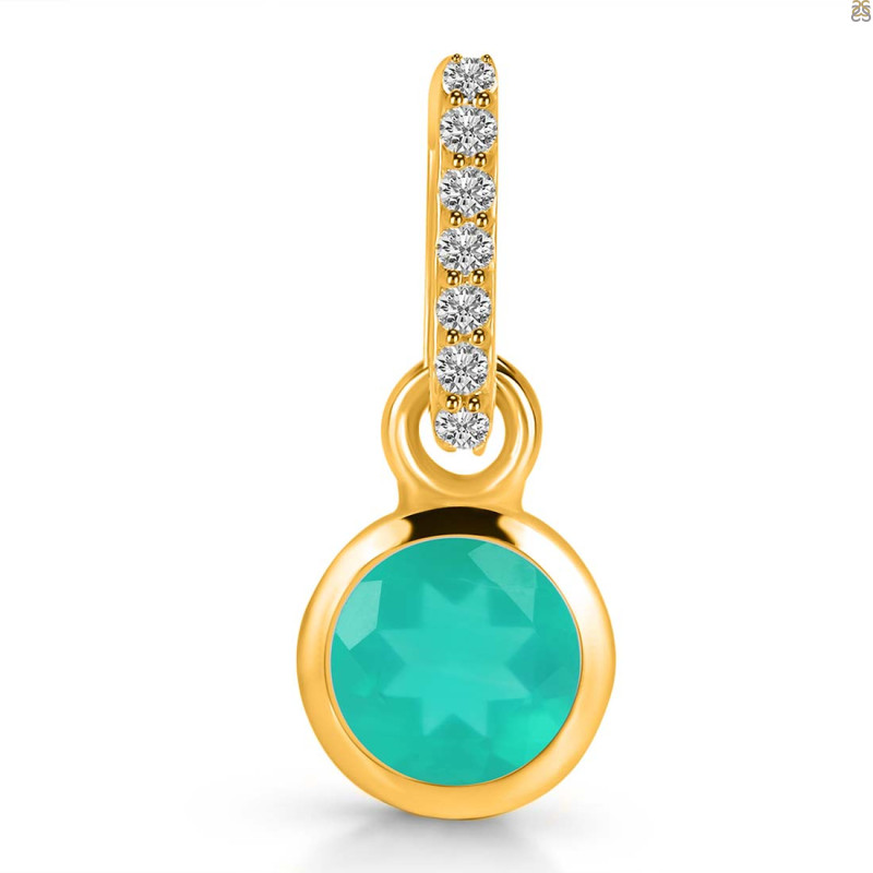 Green Onyx & White Topaz Pendant GRO-RDP-958-CZ-LOOP.