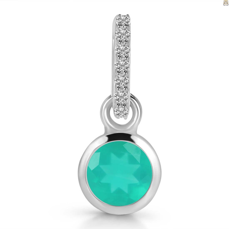 Green Onyx & White Topaz Pendant GRO-RDP-958-CZ-LOOP.