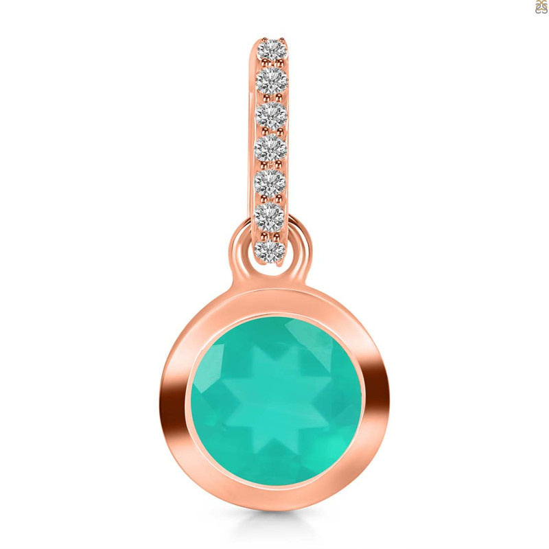 Green Onyx & White Topaz Pendant GRO-RDP-960-CZ-LOOP.
