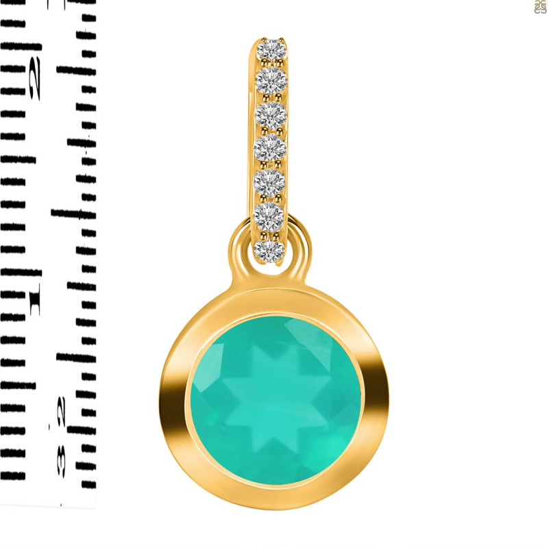 Green Onyx & White Topaz Pendant GRO-RDP-960-CZ-LOOP.