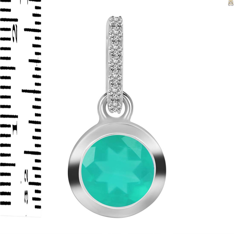 Green Onyx & White Topaz Pendant GRO-RDP-960-CZ-LOOP.
