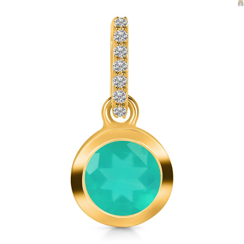 Green Onyx & White Topaz Pendant GRO-RDP-960-CZ-LOOP.