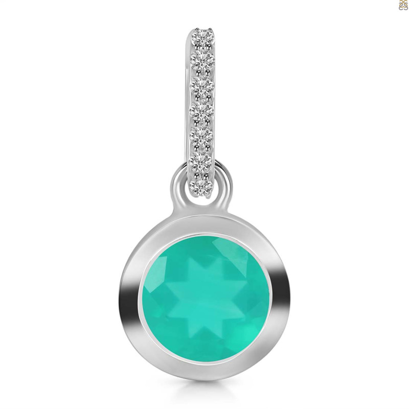 Green Onyx & White Topaz Pendant GRO-RDP-960-CZ-LOOP.
