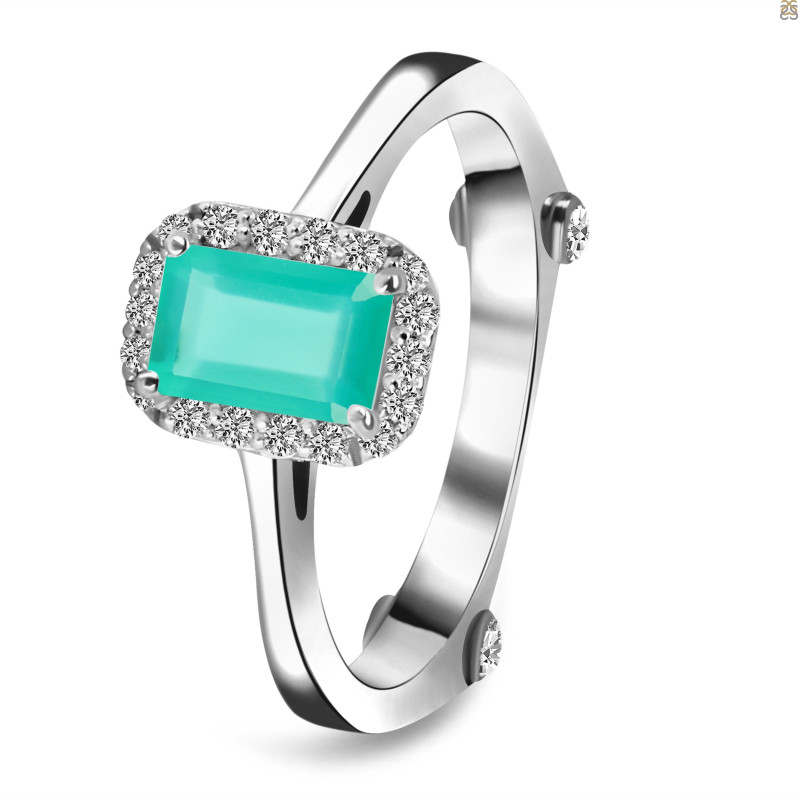 Green Onyx & White Topaz Ring