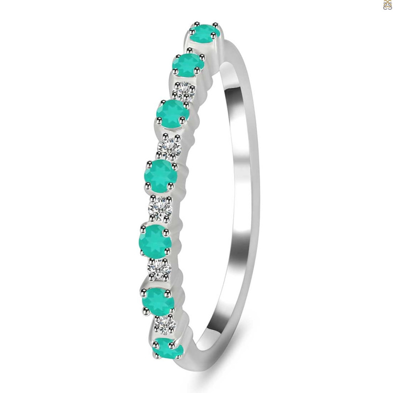 Green Onyx & White Topaz Ring