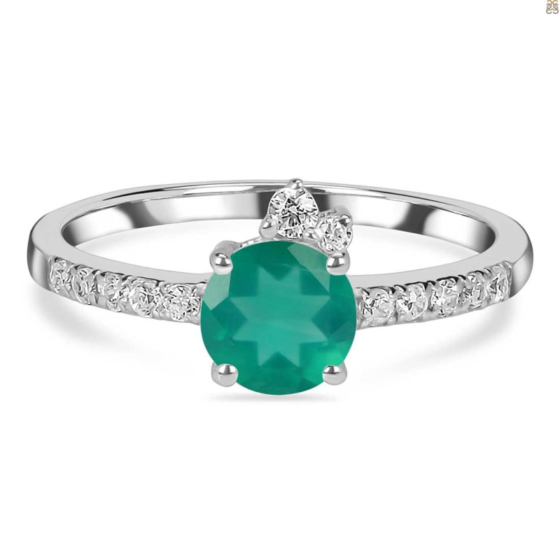 Green Onyx & White Topaz Ring GRO-RDR-2303.