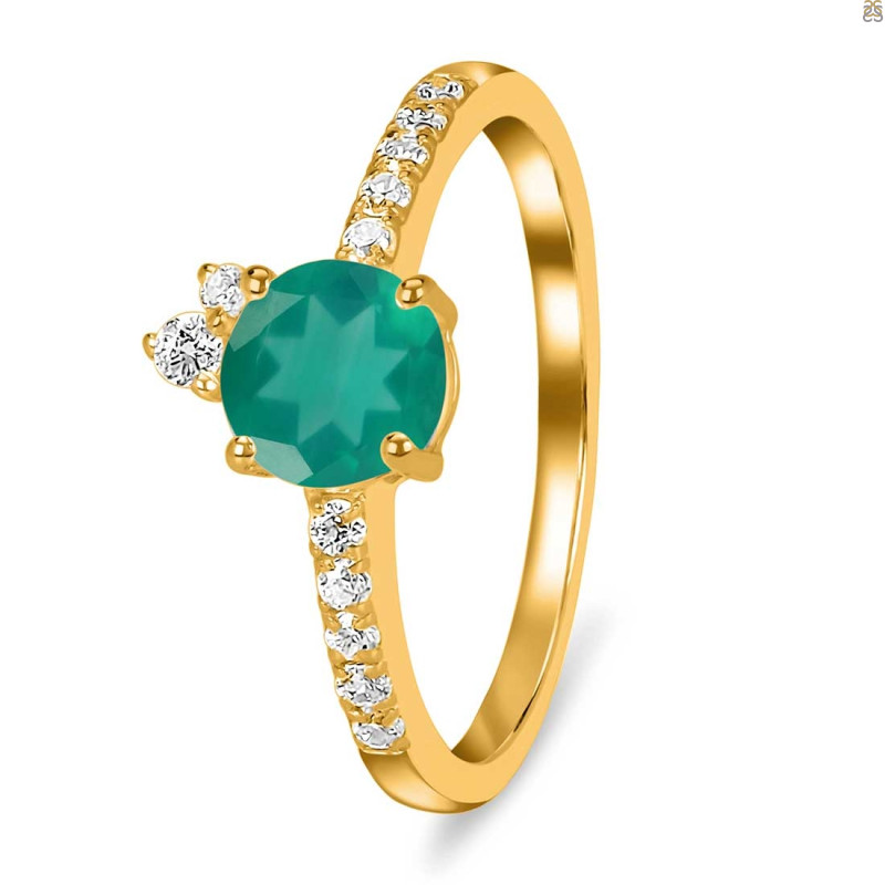 Green Onyx & White Topaz Ring GRO-RDR-2303.