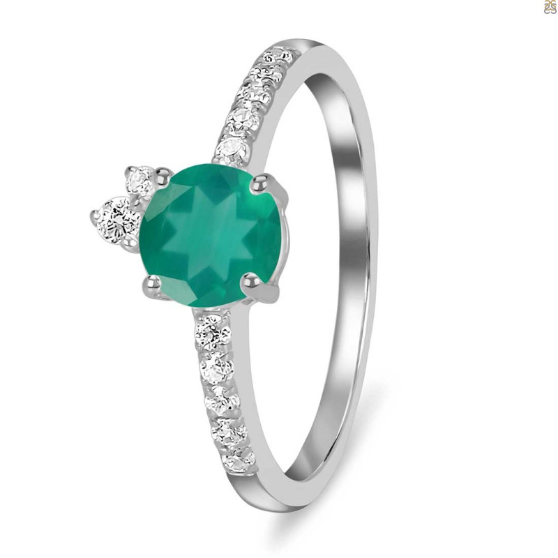Green Onyx & White Topaz Ring