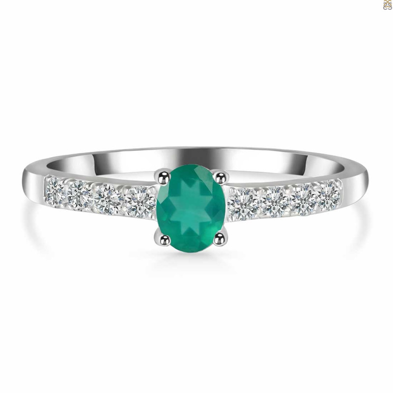 Green Onyx & White Topaz Ring GRO-RDR-2538.