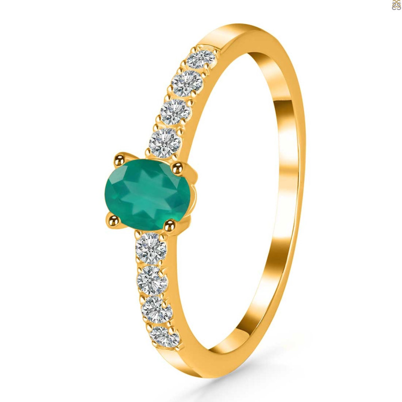 Green Onyx & White Topaz Ring GRO-RDR-2538.