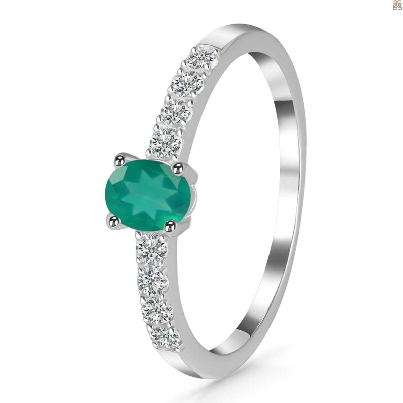 Green Onyx & White Topaz Ring