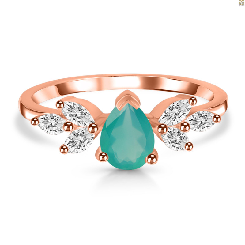 Green Onyx & White Topaz Ring GRO-RDR-2556.