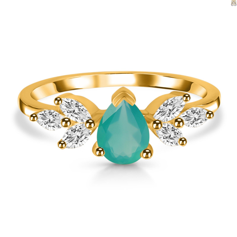 Green Onyx & White Topaz Ring GRO-RDR-2556.