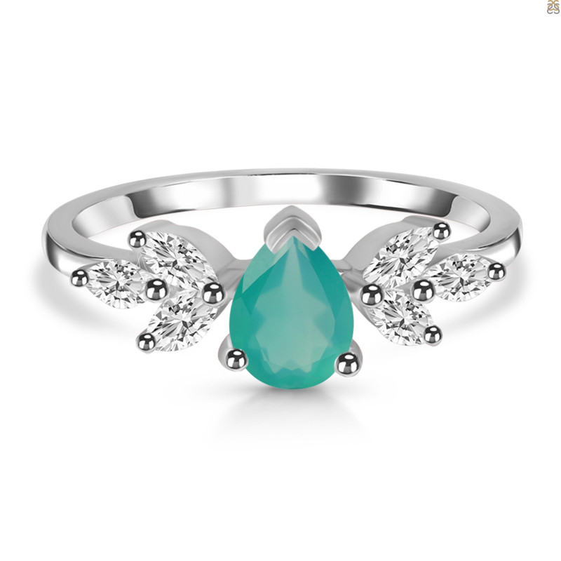 Green Onyx & White Topaz Ring GRO-RDR-2556.