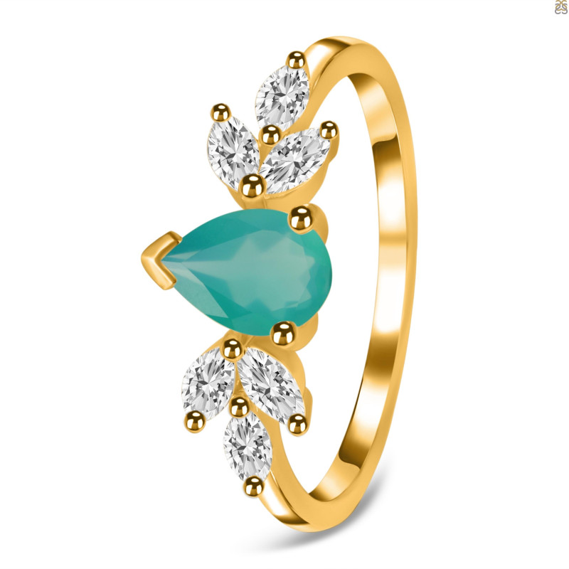 Green Onyx & White Topaz Ring GRO-RDR-2556.