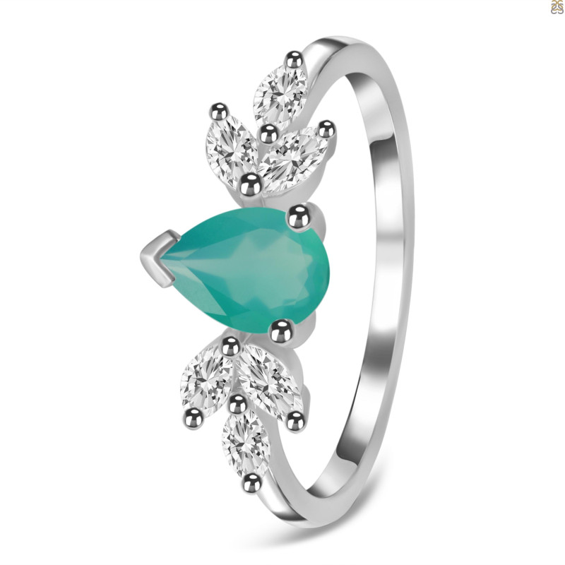 Green Onyx & White Topaz Ring