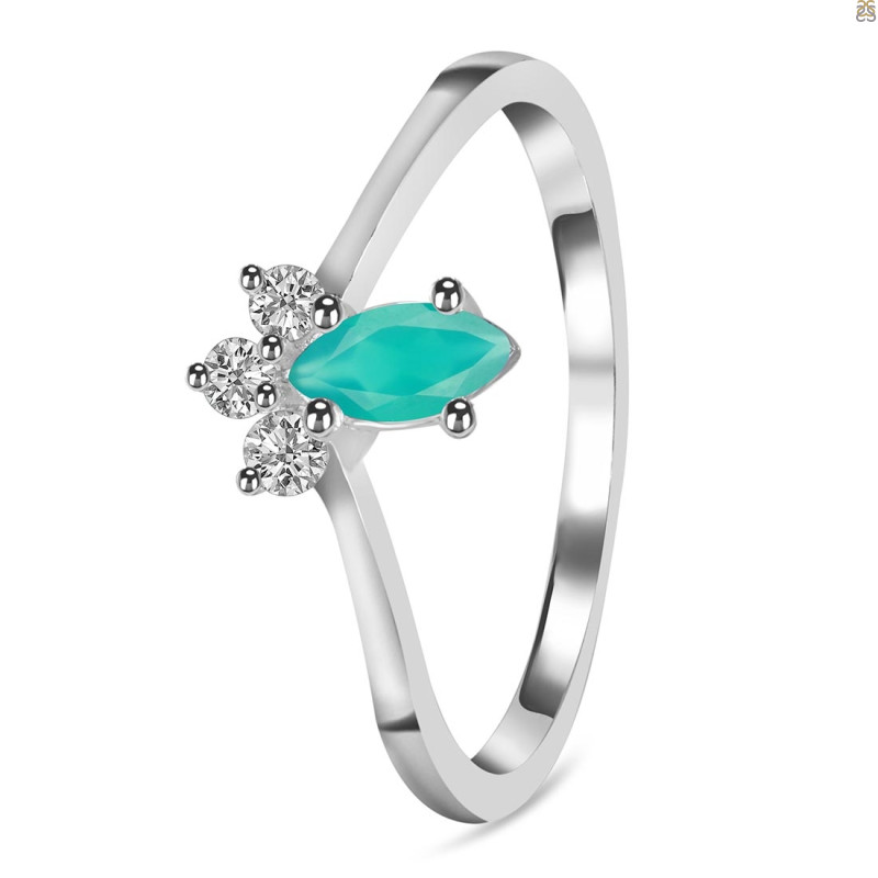 Green Onyx & White Topaz Ring