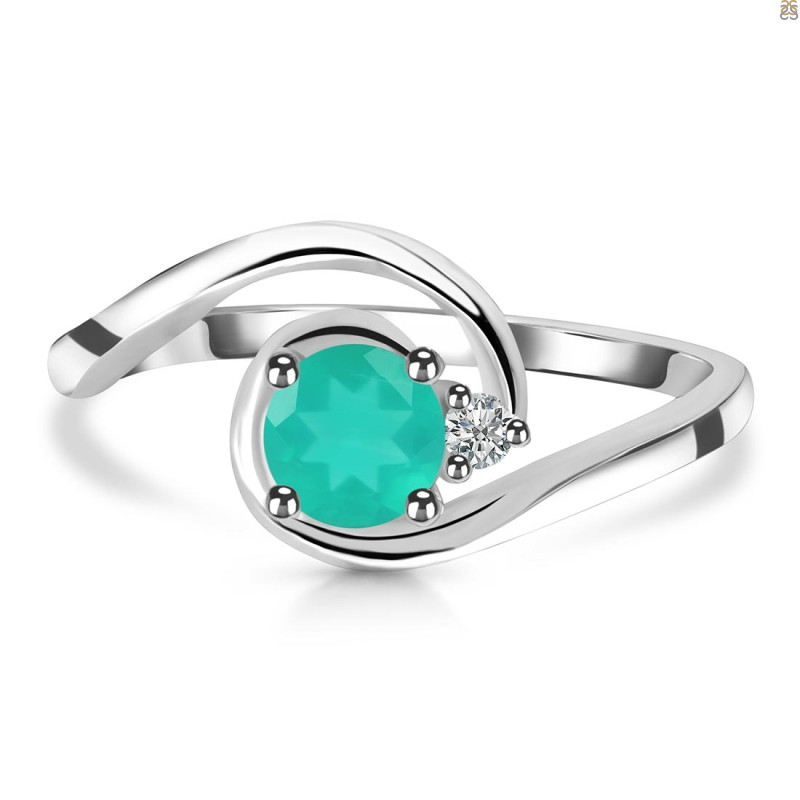 Green Onyx & White Topaz Ring GRO-RDR-2622.