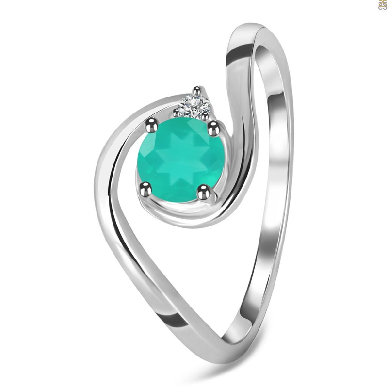 Green Onyx & White Topaz Ring