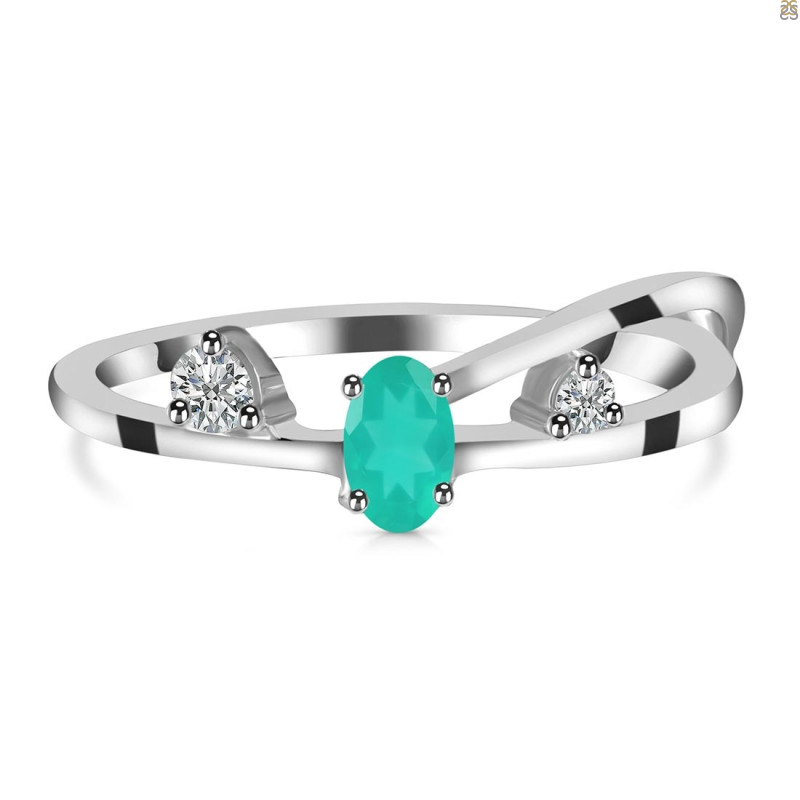 Green Onyx & White Topaz Ring GRO-RDR-2629.