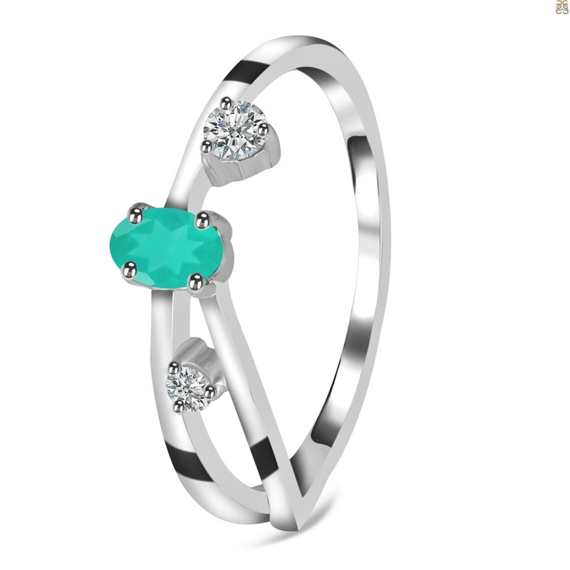 Green Onyx & White Topaz Ring