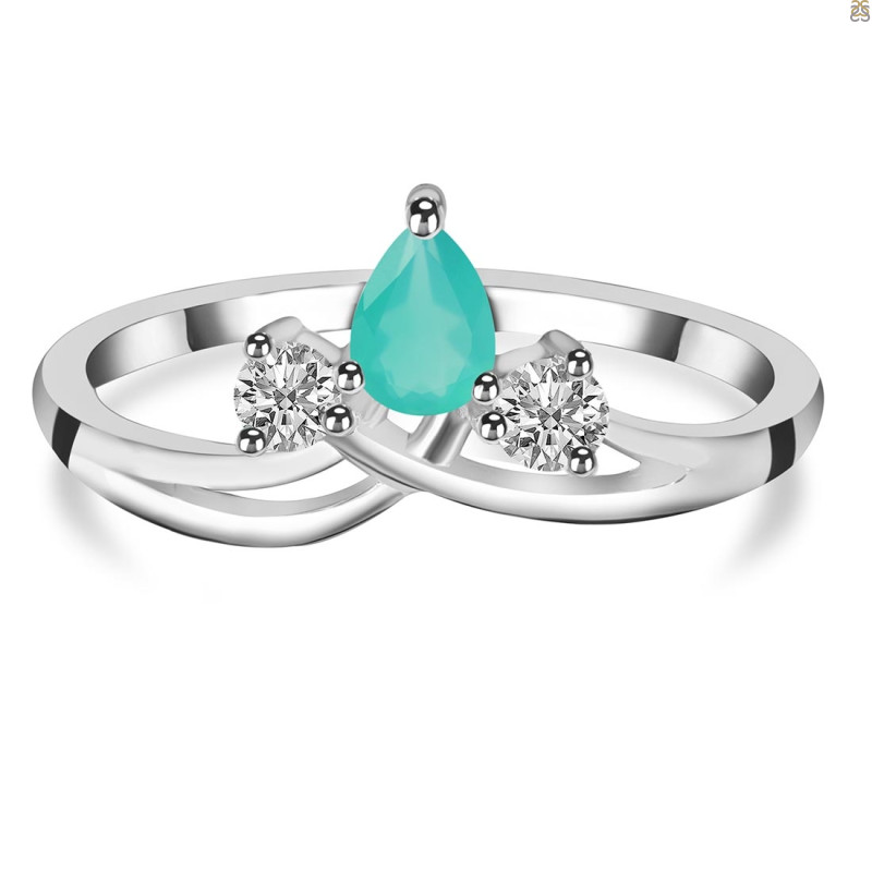 Green Onyx & White Topaz Ring GRO-RDR-2660.