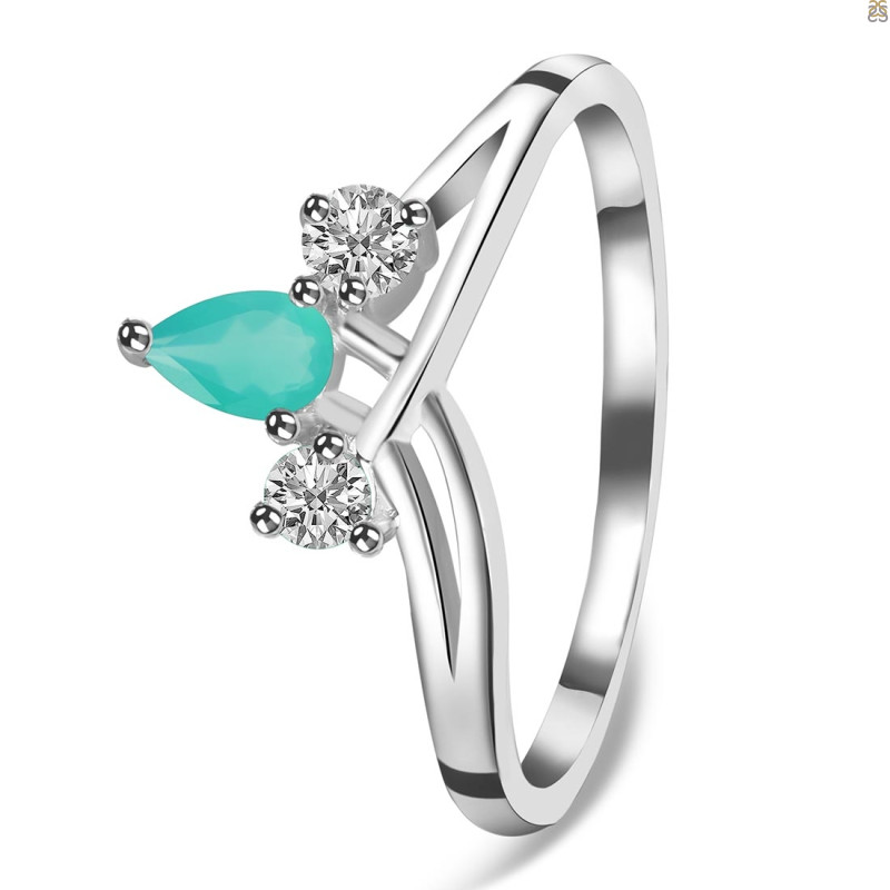 Green Onyx & White Topaz Ring