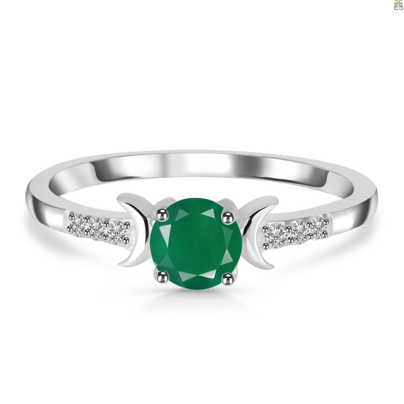 Green Onyx & White Topaz Ring GRO-RDR-2845.