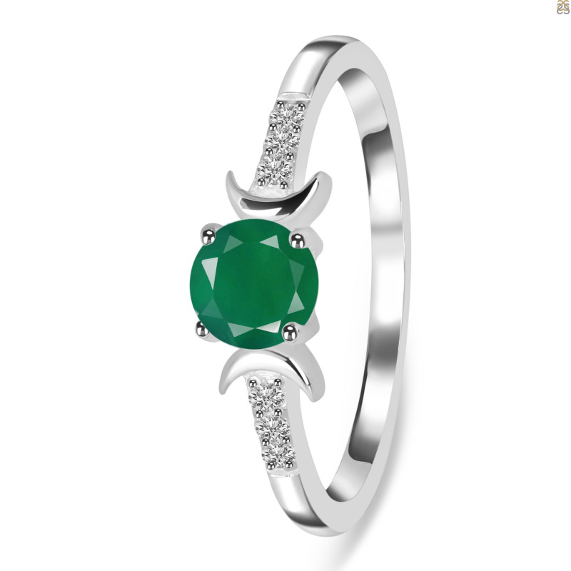 Green Onyx & White Topaz Ring