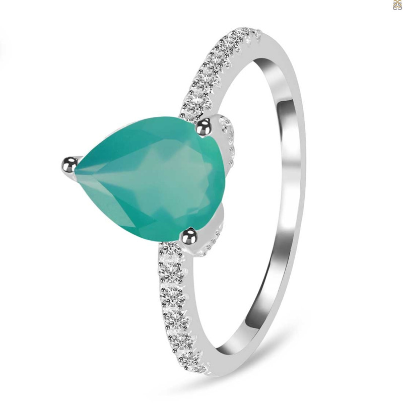 Green Onyx & White Topaz Ring