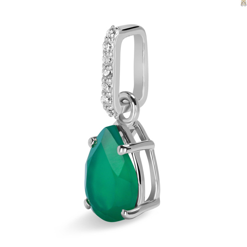 Green Onyx & White Topaz Pendant