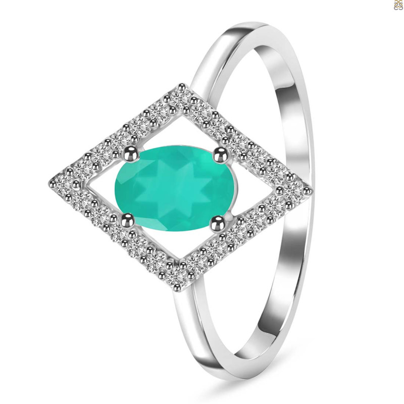 Green Onyx & White Topaz Ring