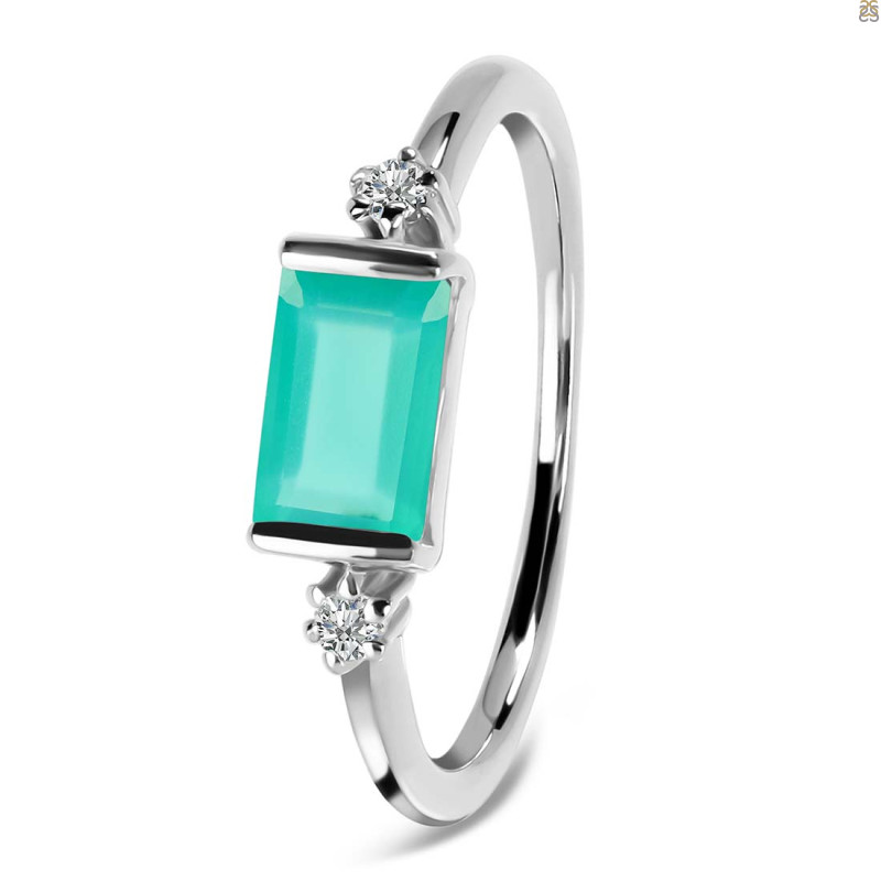 Green Onyx & White Topaz Ring